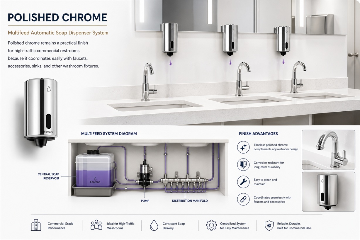Fontana polished chrome Multifeed automatic soap dispenser